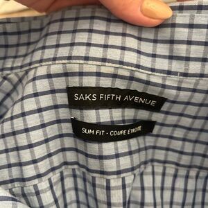 Saks Fifth Avenue Men's Blue Plaid Dress Shirt